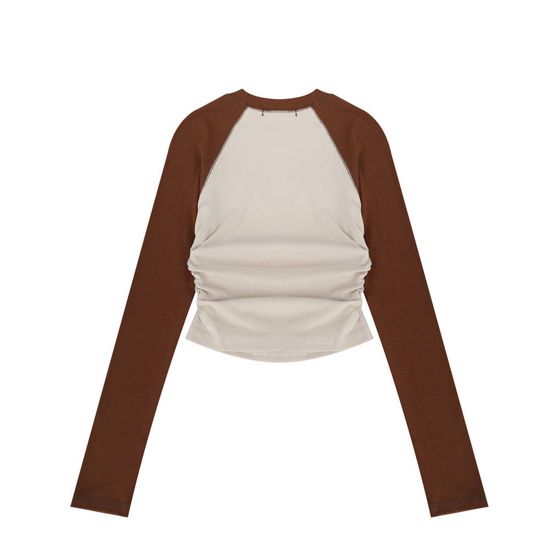 Women Long Sleeve T-Shirt Color Matching Long Sleeve T-shirt for Girls Spring and Autumn Casual