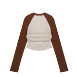 Women Long Sleeve T-Shirt Color Matching Long Sleeve T-shirt for Girls Spring and Autumn Casual