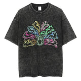 Summer Anime Pokemon Men Washed Streetwear Oversize
