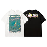 Men T Shirt Hip Hop Design Cartoon Couple Short Sleeve T-shirt Men and Women