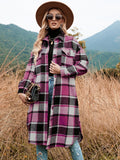 Plaid Trench Coat Autumn and Winter Loose Woolen Plaid Coat