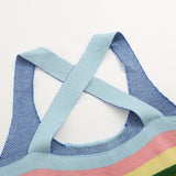 Women Vest Color Striped Vest Girls' Summer Short Letters Top