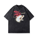 TKPA USK washed retro old flame skull print short
