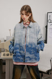 Unisex Jacket Autumn Washed Gradient Denim Coat Women's Clothing