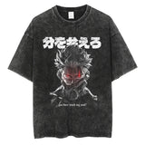 Hip Hop Streetwear Japanese Anime Graphic T Shirt Washed