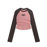 Women Long Sleeve T-Shirt Color Matching Long Sleeve T-shirt for Girls Spring and Autumn Casual