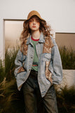 Unisex Jacket Autumn Paisley Denim Coat Women's Clothing