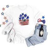 National Flag Day T Shirts Summer round Neck T-shirt Women's Short Sleeve Independence Day Women