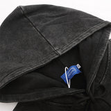 Men Hoodie Letter Hooded Sweater Men's Washed and Worn Long Sleeve Loose Sports
