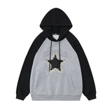 Men Hoodie Hooded Sweaters Menswear Loose Contrast Color Long Sleeves