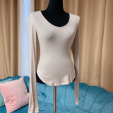 Women Long Sleeve Shirt round Neck Tight Long Sleeve Bottoming Shirt Top Spring and Autumn