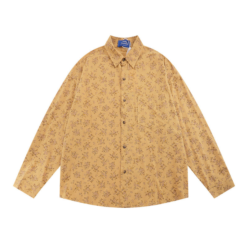 Men Long Sleeved T Shirt Floral Shirt Men Spring and Autumn Leisure Loose Retro