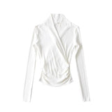 Women T-Shirt Large V-neck Long-Sleeved Top T-shirt Bottoming Shirt