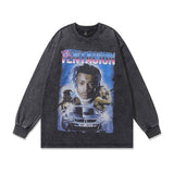 Men Long Sleeve Shirt Washed and Worn Long Sleeve T-shirt Men and Women Loose