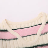 Women Sweater Short Sweater Girls' Autumn Color Matching Long Sleeve Sweater
