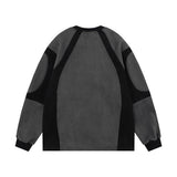 Men Hoodie round Neck Sweater Men's Spring and Autumn Stitching Loose Sports Long Sleeve Pullover