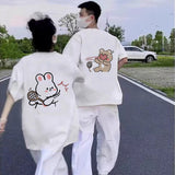 Couple little bear little rabbit badminton hit T shirt
