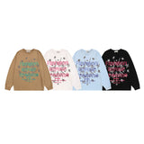 Men Long Sleeve Shirt Idle Style Alphabet Graffiti Print Long Sleeve T-shirt Men and Women All-Matching