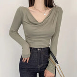 Women Long Sleeve Shirt Women Slimming Sense of Design