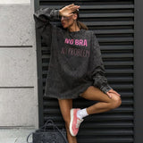 Women Sweatshirt Printed Crew Neck Sweatshirt Women's Loose Top