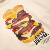 Men Hoodie Hamburger Printed round Neck Long-Sleeved Sweater Men's Loose Puffer Sports Top
