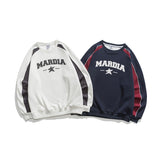 Unisex Hoodie Retro Patchwork Contrast Color Sports Jacket Men's and Women's round Neck Sweater
