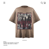 American vintage street T-shirt pure cotton retro men's and women's summer loose