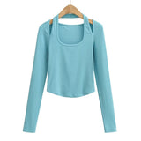 Women's T-Shirt Top Women's Slim-Fit Short Knitted T-shirt