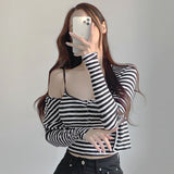 Women Long Sleeve Shirt Black and White Striped Camisole Small Cardigan Coat