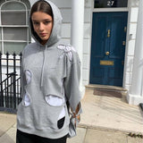 Women Co-Ord Set Hooded Hollow Loose Hooded Sweater Personality