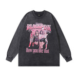 Men Long Sleeve Shirt Vintage Washed and Worn Long Sleeve T-shirt Men's and Women's Oversize Top Autumn