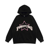 Men Hoodie Five-Pointed Star Letter Foam Printed Hoodie