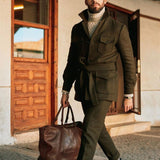 Men Jack Autumn and Winter Men's Stand Collar Woolen Trench Coat