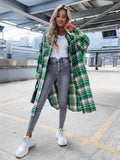 Plaid Trench Coat Fashionable Lengthened Plaid Shirt Women's Coat