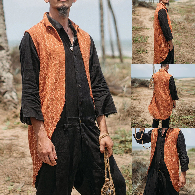 Men T Shirt Summer Men Cotton Linen Vest Vest Coat