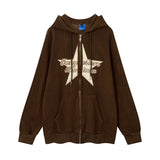 Men Hoodie Winter Hooded Jacket Men's Vibe Paste Cloth Embroidery Five-Pointed Star