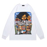 Men Long Sleeve Shirt Tupac Floral Print Long Sleeve Pullover Men and Women Loose Top