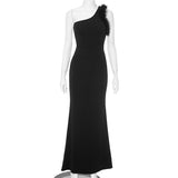 Woman Dresses Women's Spring Stitching One-Shoulder Sleeve Fishtail Dress