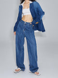 Unisex Pants Fall Pocket Raw Hem Jeans