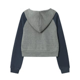 Women Hoodie Color Matching Cropped Hoodie Girls Autumn Leisure Sports