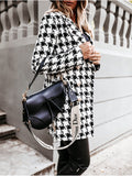 Plaid Trench Coat Autumn and Winter Long Sleeve Suit Collar Double Breasted Woolen Coat