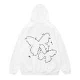 Men Hoodie Butterfly Printed Hoodie Men's Two-Way Zipper Cardigan Sweater Spring and Autumn