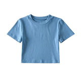 Women T-Shirt round Neck Elegant Ultra Short Short Sleeve T-shirt