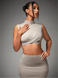Women Co-Ord Set Women's Slim Fit Pleated Elegant Dress Suit