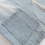 Men Denim Jacket Washed Denim Jacket Men Autumn Stitching Loose Jacket Coat