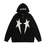 Men Hoodie Five-Pointed Star Printed Hooded Jacket