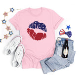 National Flag Day T Shirts Summer Women's Short Sleeve T-shirt Independence Day round Neck