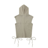 Women Vest Hooded Sleeveless Vest Stitching Letter Embroidery Summer Casual Women