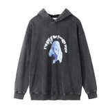 Men Hoodie Distressed Washed Hooded Sweater Autumn and Winter Hooded Top Ins Loose