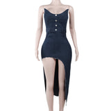 Women Dresses Autumn Split Dress Denim Dress